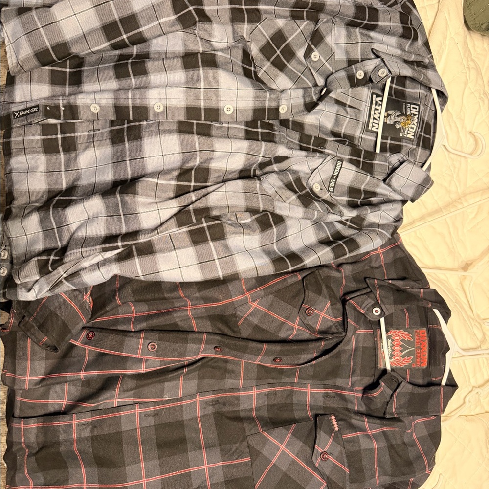 DIXXON Men's Plaid Button Down Shirt - Orange and Gray - Picture 2 of 4